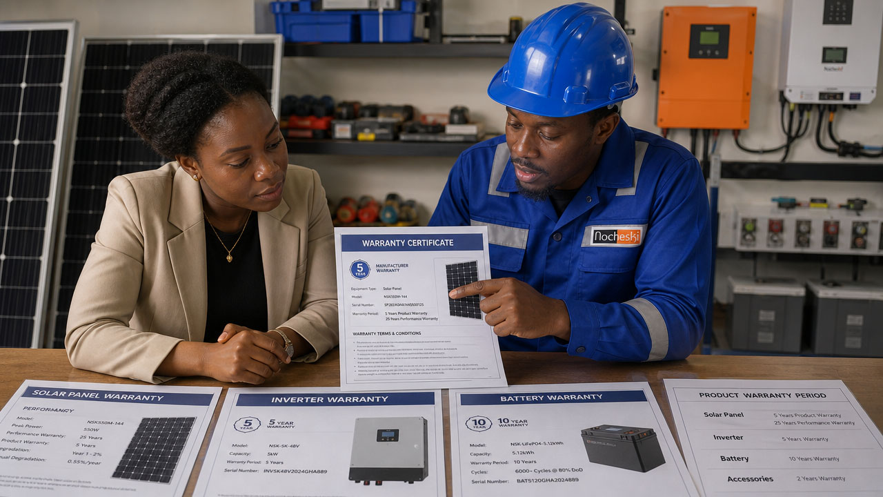 Nocheski Solar engineer reviewing solar equipment warranty documents.jpg